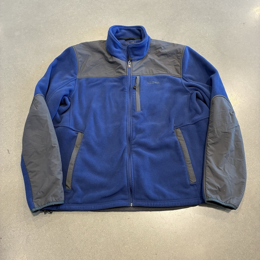 LL BEAN POLARTEC FLEECE JACKET GRAY BLUE ZIP MENS XXL REG EXCELLENT CONDITION
